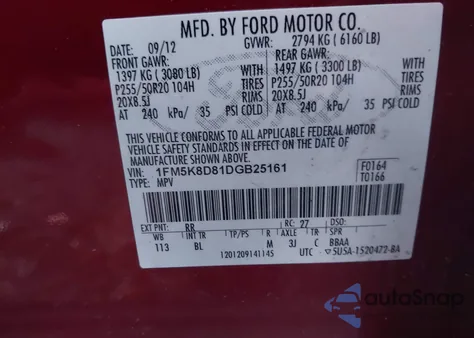 2013 Ford Explorer Xlt from USA, damaged, VIN 1FM5K8D81DGB25161